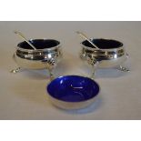 Pair of silver salts with matching silve