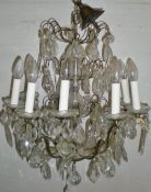 French gilt metal 9 branch chandelier wi