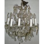 French gilt metal 9 branch chandelier wi