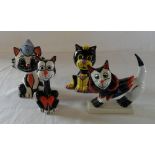 4 Lorna Bailey cat figures