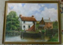 Oil on canvas possibly Tetney Lock with