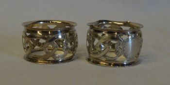 Pair of silver pierced napkin rings, Bir