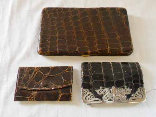 Large crocodile purse & 2 smaller crocod