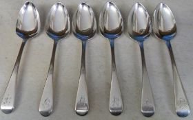 6 silver dessert spoons with monograms L