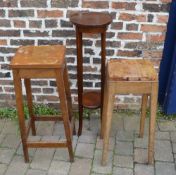 Edwardian plant stand & 2 plant stands /