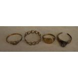 4 9ct gold rings, total weight 7g