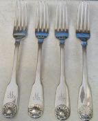 4 silver monogrammed forks London 1837 (