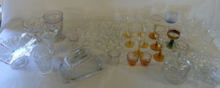Assorted glassware inc vases and cheese