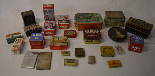 Old tins including Oxo, John Player & So