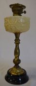 Glass & brass paraffin lamp (af)