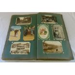 Postcard album containing miscellaneous