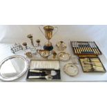 Various silver plate inc trophy sauce bo