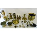 Various brass ware inc pans, jardiniere,