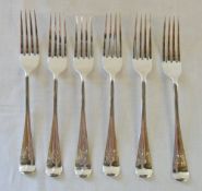 6 silver dessert forks with S monograms