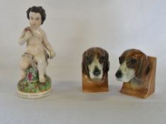 Pair of Hound bookends & Staffordshire B