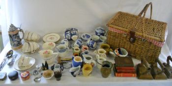 Various items inc ceramics, flat irons &