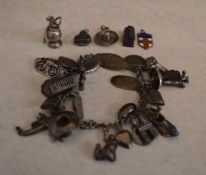 Charm bracelet including some silver cha