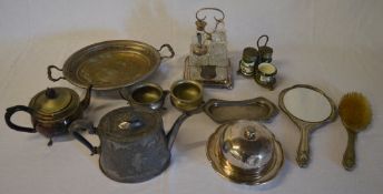 Silver plate including cruet set, dressi