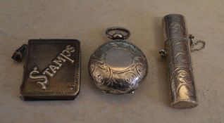 Silver stamp case, sovereign case & toot