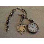 Silver Swiss ladies pocket watch with ch