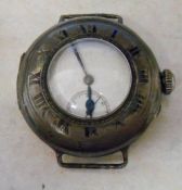 Silver half hunter trench watch marked '