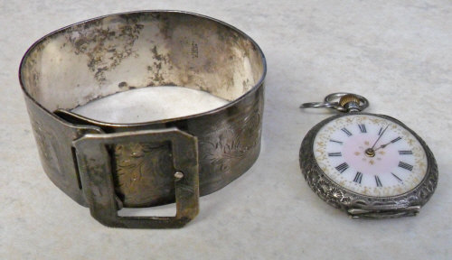 Silver cuff bracelet marked 'sterling si