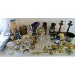 Assorted ceramics, glass & brass ware in