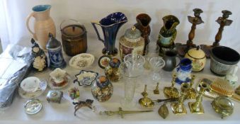 Assorted ceramics, glass & brass ware in