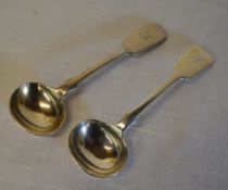 Pair of silver salt spoons with monograms, London 1876, total weight 0.6oz