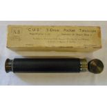 3 draw leather and brass telescope with