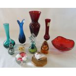 Various glass ware inc Murano, Mdina & W