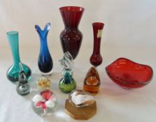 Various glass ware inc Murano, Mdina & W