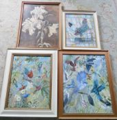 3 bird paintings by M R Schofield & flow