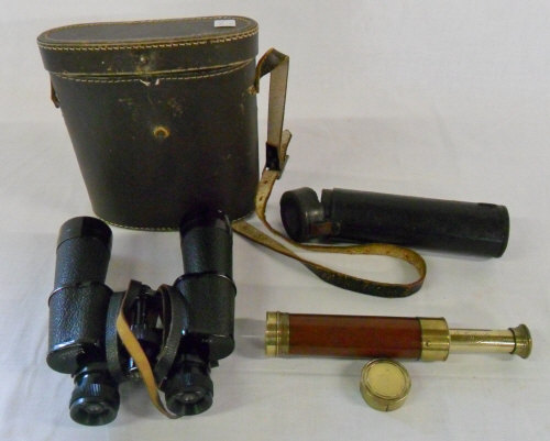 3 draw mahogany and brass telescope with