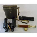 3 draw mahogany and brass telescope with