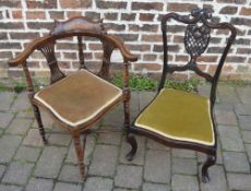 Edwardian corner chair & a mahogany nurs
