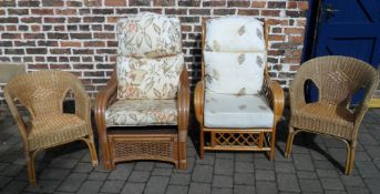 Pair of conservatory chairs and 2 others