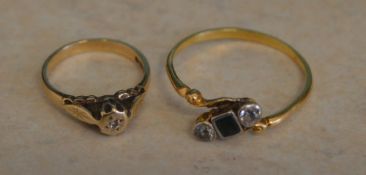 18ct gold ring & 9ct gold ring, total we