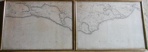 Pair of framed engraved maps of the Engl