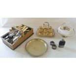 Assorted silver plate inc cutlery & egg
