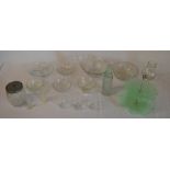 Glassware including a green glass cake s