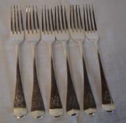 6 silver forks, monogrammed, total weigh