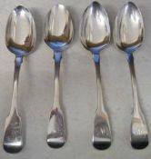 4 silver monogrammed dessert spoons Lond