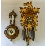 West German Schatz cuckoo clock & aneroi