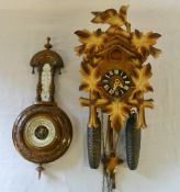 West German Schatz cuckoo clock & aneroi