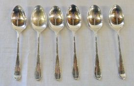 6 small silver teaspoons Sheffield 1936 Maker Henry Hobson & Sons total weight 1.77 oz