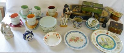 Various ceramics and tins inc Royal Crow