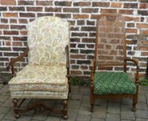 Upholstered chair & a 1930's high back c