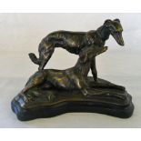 Bronze sculpture of 2 dogs