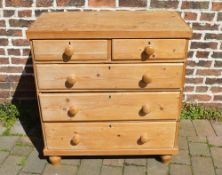 Victorian pine chest of drawers with bro